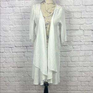 White Open-Front Lightweight Draped Cardigan